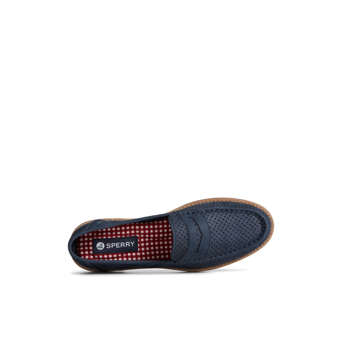Seaport Perforated Penny Loafer Navy Women s Oxfords Loafers Sperry US